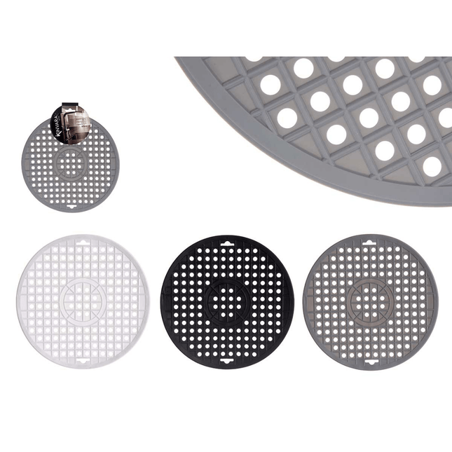 Set van 3 Gootsteenmatten – Rond 29 cm – Wit, Grijs en Zwart - Siliconen - Seprio