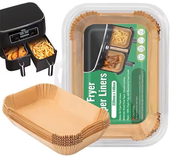 100 Stuks - Airfryer Wegwerpbakjes - Rechthoek - 14 x 20 Centimeter - Bakpapier - Airfryer Accesoires - Luchtfriteuse Wegwerp Bakjes - 100 Stuks - XXL Airfryers - 5L - 7L - Seprio