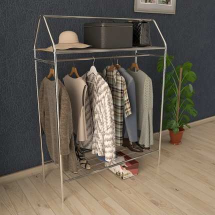 KAIA Design Kledingrek Home - Metaal - 143x40x104 CM - Zilver
