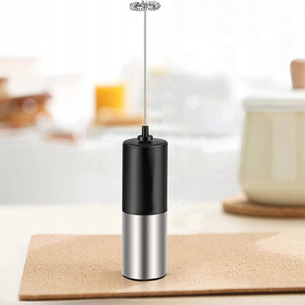 MONOO Elektrische Melkopschuimer - Zwart & Zilver - Handmatig - Batterijgevoed - Voor Cappuccino, Frappé en Koffie