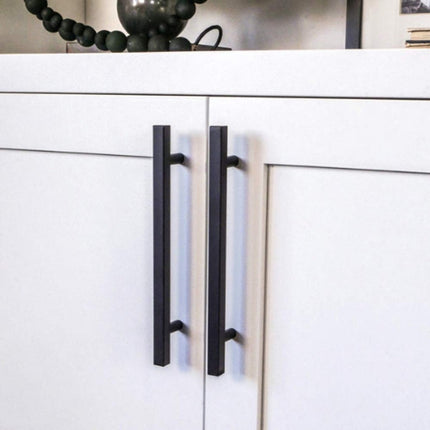 Griff - Schwarz - 10er Set - Metall - Edelstahl - 128 mm Achsabstand - Griff für Schrank, Küchenschrank, Schublade und Möbel