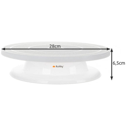 Ruhhy Taartplateau Draaibaar Ø 28 cm - Met 3 Taart Schrapers - Draaiplateau Taart – Draaibaar Taartschijf Set – Draaitafel