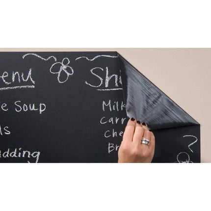 Malatec Krijtbord Folie XL - Zelfklevend met 5 krijtjes - Krijtbord Sticker Kinderen - Krijtbordsticker - Schoolbord - Memobord - 200 x 45 CM -Zwart