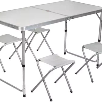 Trizand - Opvouwbare Picknicktafel - Biertafel met Banken - Vouwtafel - Campingtafel Set - Wit