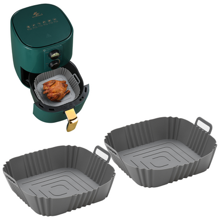 MONOO - Airfryer Bakjes Siliconen XL - 2 Stuks - Vierkant - Bakpapier Alternatief - Accessoires - BPA Vrij - 19,5 x 19,5 CM