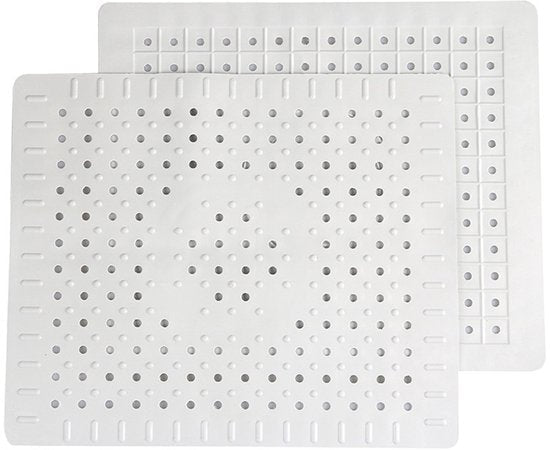 2 x Gootsteenmat rechthoekig - Gootsteenmat - Afdruipmatten - Mat Voor gootstenen 、spatwand、 afvoermandje - Wit - 31 x 26 cm - Rubber - Seprio
