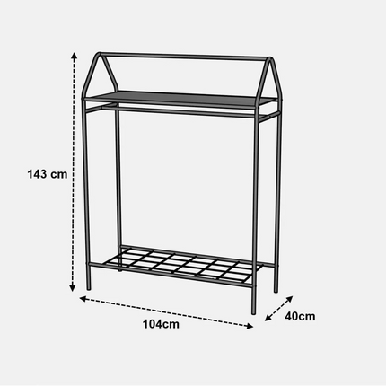 KAIA Design Kledingrek Home - Metaal - 143x40x104 CM - Zilver