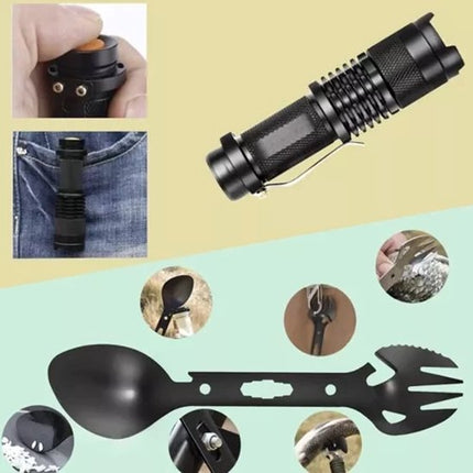 32 - in - 1 Survival Noodpakket - Multifunctionele Outdoor Survivalset - Inclusief Kompas Zakmes Paracord Fluit Zaklamp en Meer - Compacte Nood en Survival Kit - Voor Camping Trektochten en Noodsituaties - Seprio
