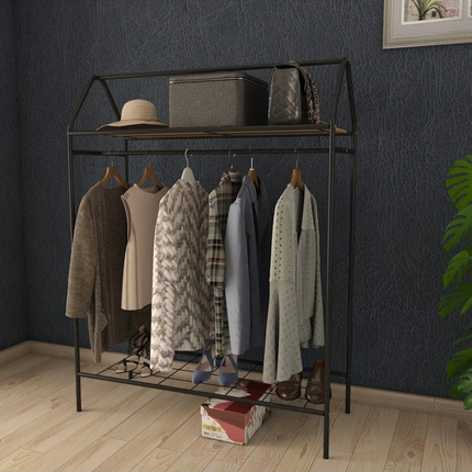 KAIA Design Kledingrek Home - Metaal - 143x40x104 CM - Zwart