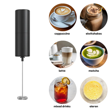 Elektrischer Milchaufschäumer - Manuell - Batteriebetrieben - Für Cappuccino, Frappé und Kaffee