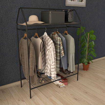 KAIA Design Kledingrek Home - Metaal - 143x40x104 CM - Zwart