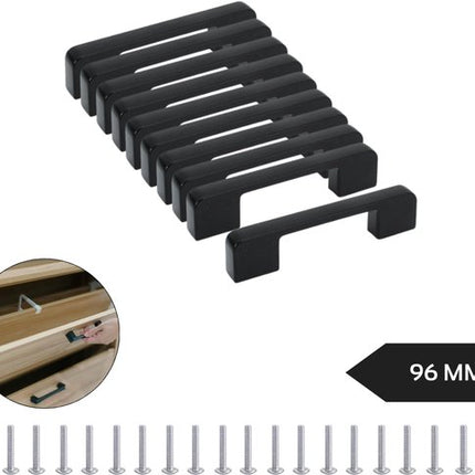 Handgreep - Zwart - Set van 10 - Aluminium - 128 mm Hartafstand - Handvat voor Kast, Keukenkast, Lade en Meubels