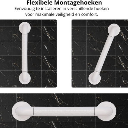 Wandbeugel - Wit - Fluorescerend - Extra Grip - 60 cm - Handgreep / Wandgreep Badkamer / Douche / Toilet - Toiletbeugel - Badgreep - Douchegreep - Non-Slip Grab Bar - Keuken - Trap - Handgreep Keukenkastjes - Veiligheidsgreep - Inclusief Schroeven