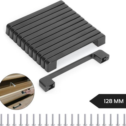 Handgreep - Zwart - Set van 10 - Aluminium - 128 mm Hartafstand - Handvat voor Kast, Keukenkast, Lade en Meubels