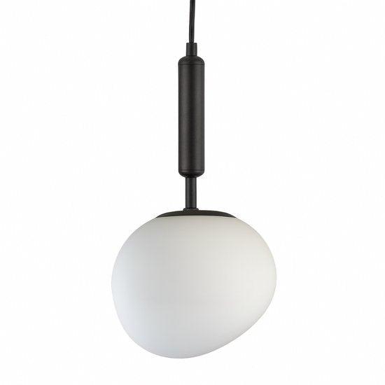 Kadirelli - Hanglamp – Plafonniere Plafondlamp – Glazen Hang Lamp – Zwart – Melkglas – Slaapkamer Lamp – Hanglamp Eetkamer