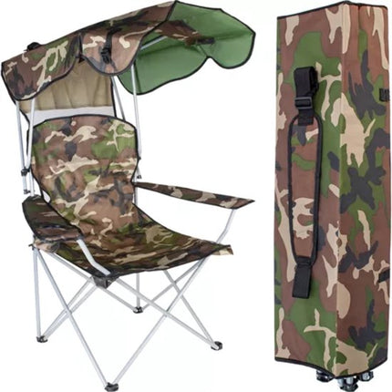 Trizand - Campingstoel - Opvouwbare Klapstoel - Vis Stoel met Armleuningen - Camo - Zonnescherm