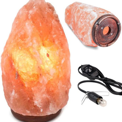 Zoutlamp - Himalayazout - 100% Natuurlijk - 3-5 kg - Incl. Snoer met Dimmer - Incl. 15W Gloeilampje