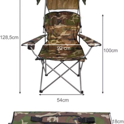 Trizand - Campingstoel - Opvouwbare Klapstoel - Vis Stoel met Armleuningen - Camo - Zonnescherm