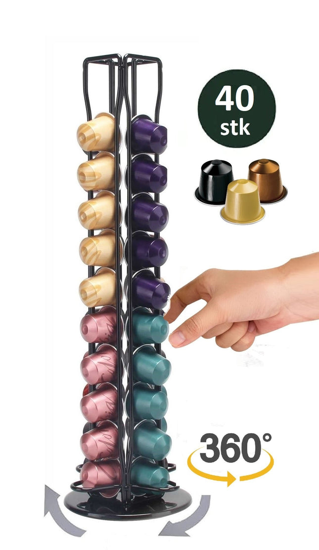 Nespresso Capsulehouder - 360° draaibaar - 40 Cups - Cuphouder - Koffiecups Houder - Zwart
