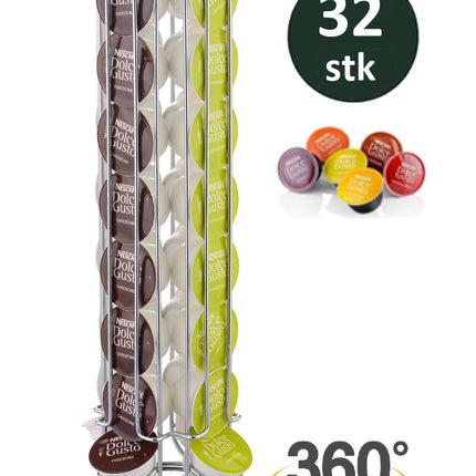 Dolce Gusto Capsulehouder - 360° draaibaar - 32 Cups - Cuphouder - Koffiecups Houder - Zilver