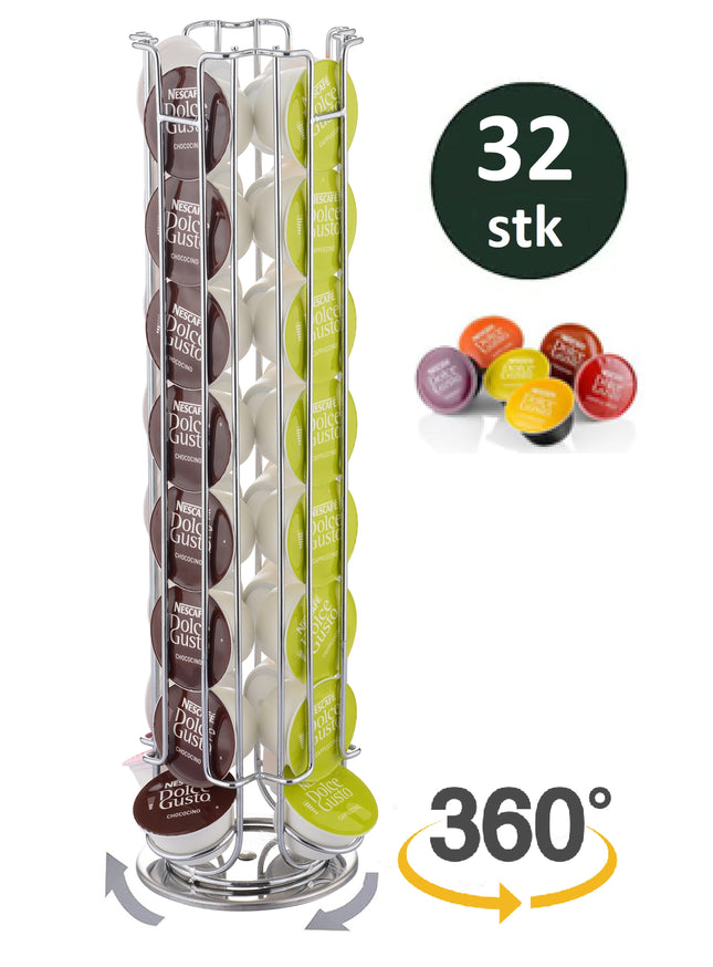 Dolce Gusto Capsulehouder - 360° draaibaar - 32 Cups - Cuphouder - Koffiecups Houder - Zilver