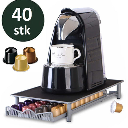 Nespresso Capsule Houder met Lade - 40 Cups - Cuphouder - Espresso Koffie Pad en Cups Houder - Zwart