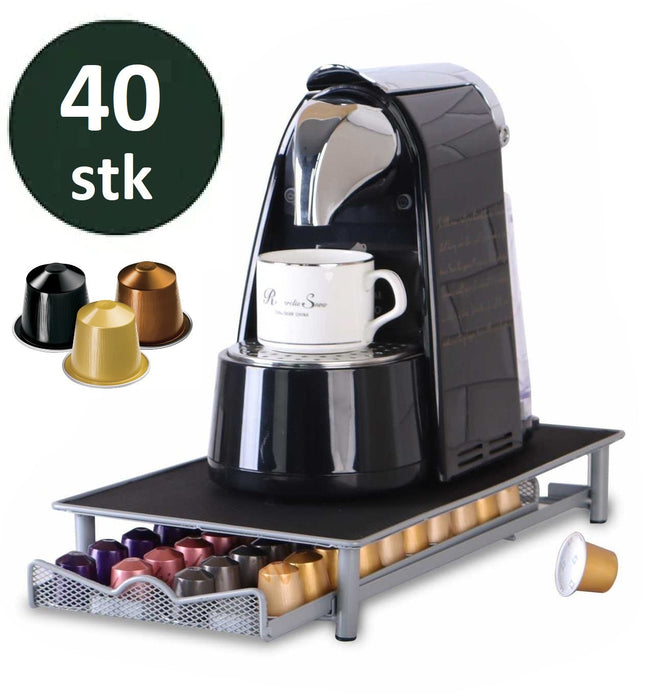 Nespresso Capsule Houder met Lade - 40 Cups - Cuphouder - Espresso Koffie Pad en Cups Houder - Zwart