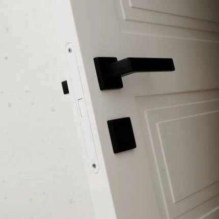 Aluminium Deurklink - Mat Zwart - Met Sleutelrozet - Vierkant Rozet - Compleet Deurbeslag Set
