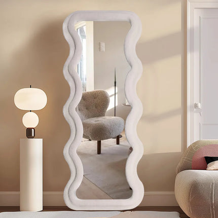 Staande Spiegel - Passpiegel - Wavy Mirror - Teddy Spiegel - 160x60 cm - Wit - Japandi - Organisch