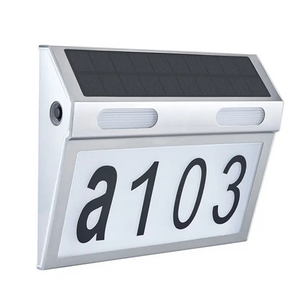 Huisnummer Verlichting - Solar - LED Huisnummerbord Zonne Energie - 0/9 - a/z - Huisnummerbord - Zilver