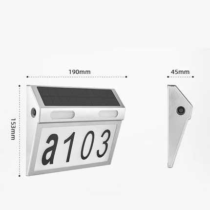 Huisnummer Verlichting - Solar - LED Huisnummerbord Zonne Energie - 0/9 - a/z - Huisnummerbord - Zilver