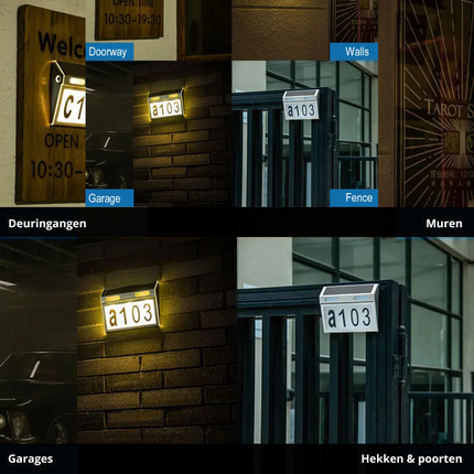 Huisnummer Verlichting - Solar - LED Huisnummerbord Zonne Energie - 0/9 - a/z - Huisnummerbord - Zilver