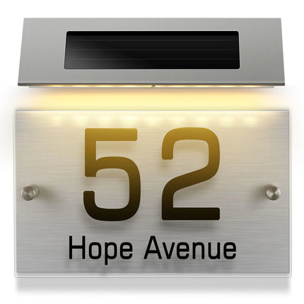 Huisnummer Verlichting - Solar - LED Huisnummerbord Zonne Energie - 0/9 - a/z - Huisnummerbord - Zilver - Transparant