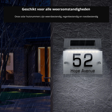 Huisnummer Verlichting - Solar - LED Huisnummerbord Zonne Energie - 0/9 - a/z - Huisnummerbord - Zilver - Transparant