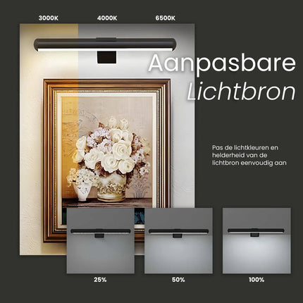 Oplaadbare Schilderijverlichting - Draadloze Wandlamp Oplaadbaar - Dimbaar LED - Snoerloos