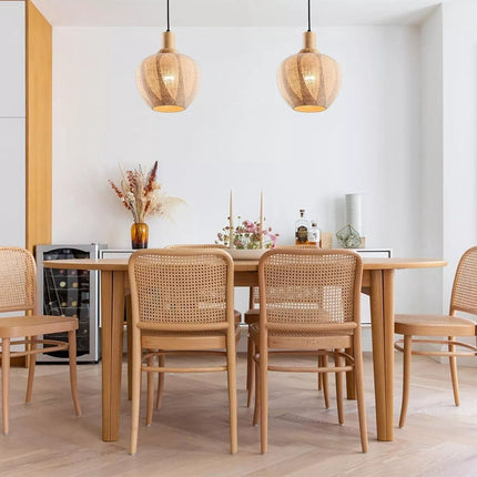 Kadirelli - Hanglamp – Plafonniere Plafondlamp – Japandi Hang Lamp – Beige – Slaapkamer Lamp – Hanglamp Eetkamer – Stof/Glas