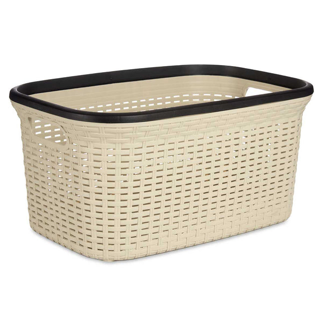 Kipit Wäschekorb - 36L - Beige - Hochwertig - Platzsparender Wäschesortierer - Japandi
