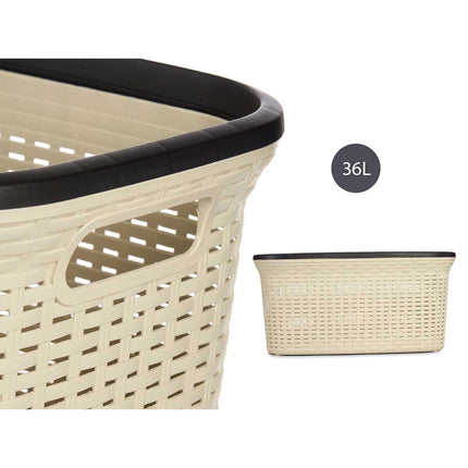 Kipit Wäschekorb - 36L - Beige - Hochwertig - Platzsparender Wäschesortierer - Japandi