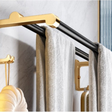 MONOO Handdoekrek Badkamer Goud/Zwart - Handdoekenrek - Handdoekhouder - Handdoekstang - TEKZEN