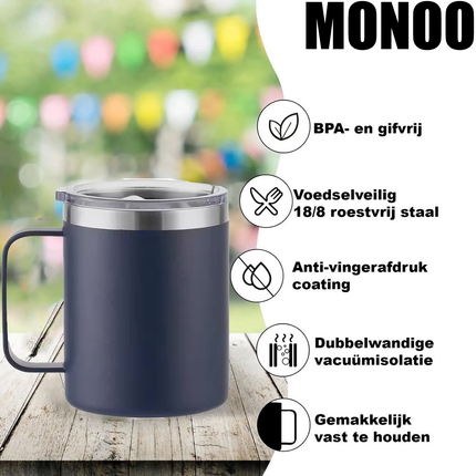 Doppelwandiger Kaffeebecher - 350 ml - Edelstahlbecher - Isolierbecher - Hitzebeständig