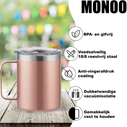 Doppelwandiger Kaffeebecher - 350 ml - Edelstahlbecher - Isolierbecher - Hitzebeständig