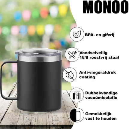 Doppelwandiger Kaffeebecher - 350 ml - Edelstahlbecher - Isolierbecher - Hitzebeständig