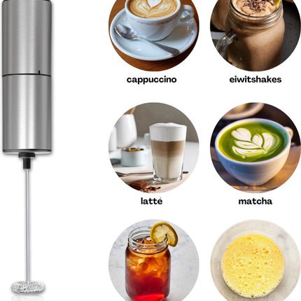 Elektrischer Milchaufschäumer - Manuell - Batteriebetrieben - Für Cappuccino, Frappé und Kaffee