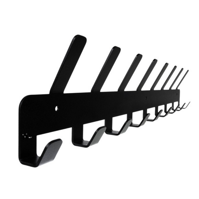 Qaan Living Wandkapstok 17 haken - 48 cm - Inclusief bevestigingsmateriaal - Kapstokken - RVS - Muur / Wand Kapstok - Mat Zwart - Metaal