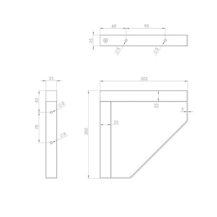 Maclean Plankdrager Spec. Driehoek - 2 stuks - 202 x 202mm - Hout / Metaal - Zwart - Plankdragers - TEKZEN
