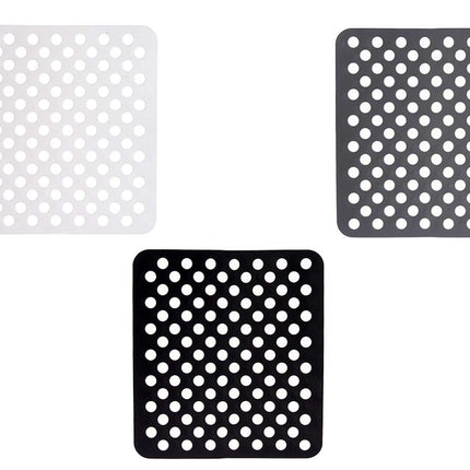 Set van 3 Gootsteenmatten – Vierkant 28x31 cm – Wit, Grijs en Zwart - PVC