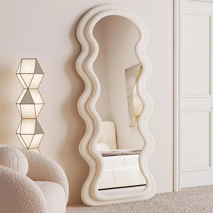 Staande Spiegel - Passpiegel - Wavy Mirror - Teddy Spiegel - 160x60 cm - Wit - Japandi - Organisch