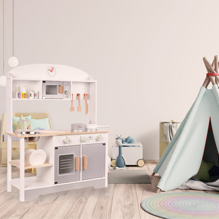 Spielküche aus Holz - Modern - Kinderküche inkl. 11 Spielzeugküchenzubehör - Luxuriös und Komplett - Premium