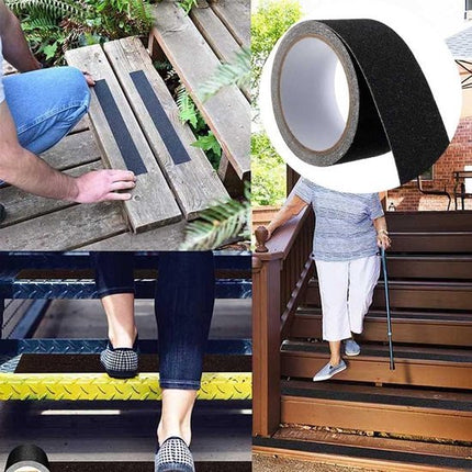 Anti Sliptape - Klustape - PVC - Antislip Trap Strip - Zelfklevende Tape - Waarschuwingsband - Waterproof - Super Plakkerig - Anti - slip - Antislip Lijm - Stickers - Waterbestendig - Voor Trap, Vloer, Drempel - Voor Binnen en Buiten - 5cm*5m - Zwart - Seprio