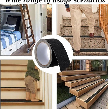 Anti Sliptape - Klustape - PVC - Antislip Trap Strip - Zelfklevende Tape - Waarschuwingsband - Waterproof - Super Plakkerig - Anti - slip - Antislip Lijm - Stickers - Waterbestendig - Voor Trap, Vloer, Drempel - Voor Binnen en Buiten - 5cm*5m - Zwart - Seprio